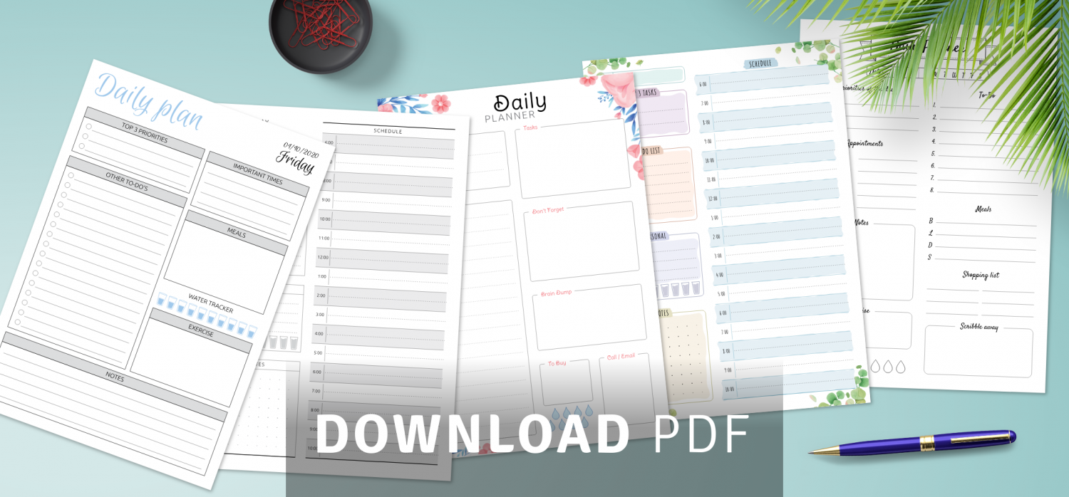 Daily Planner Templates Printable Download Pdf