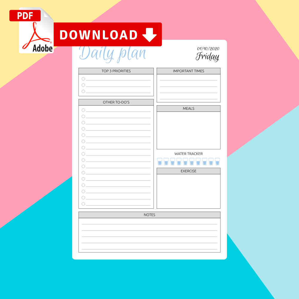 Day Planner Template Free Printable