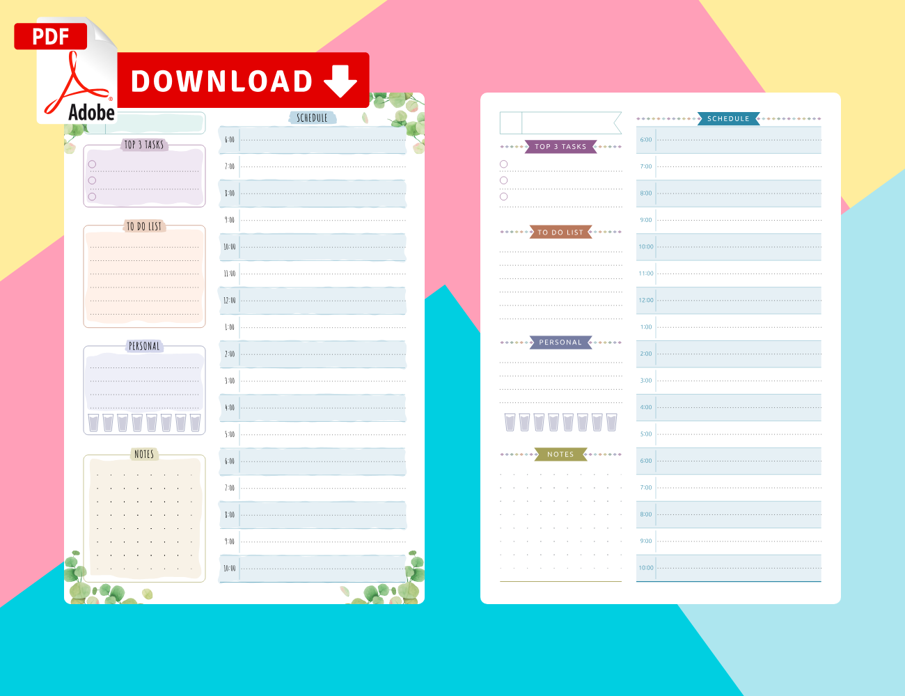 Daily Planner Templates Printable Download Pdf