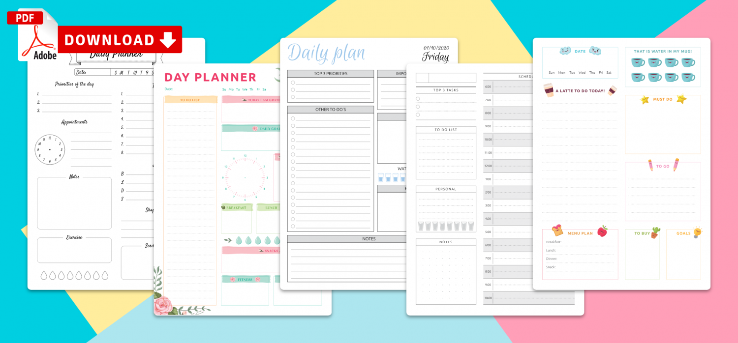 Free Printable Daily Planner Templates PDF format – DIY Projects