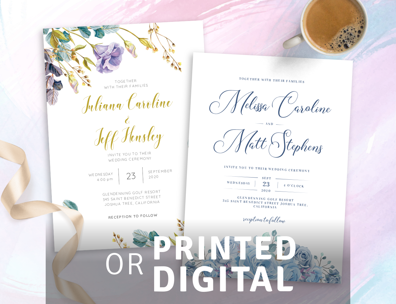 Floral Wedding Invitations Templates PDF