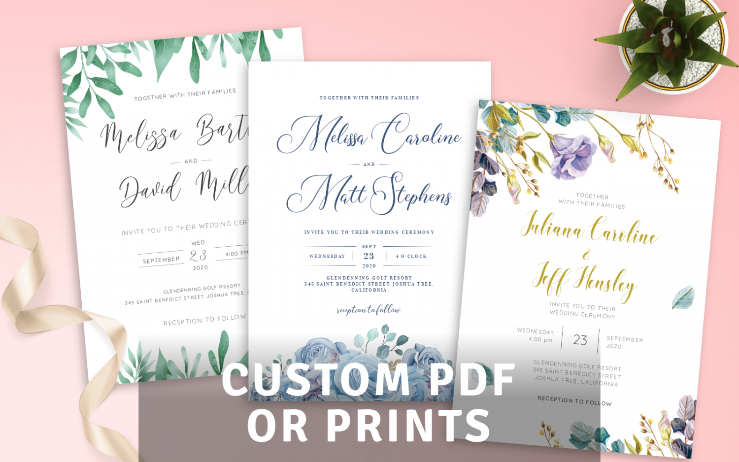 Custom Floral Wedding Invitations