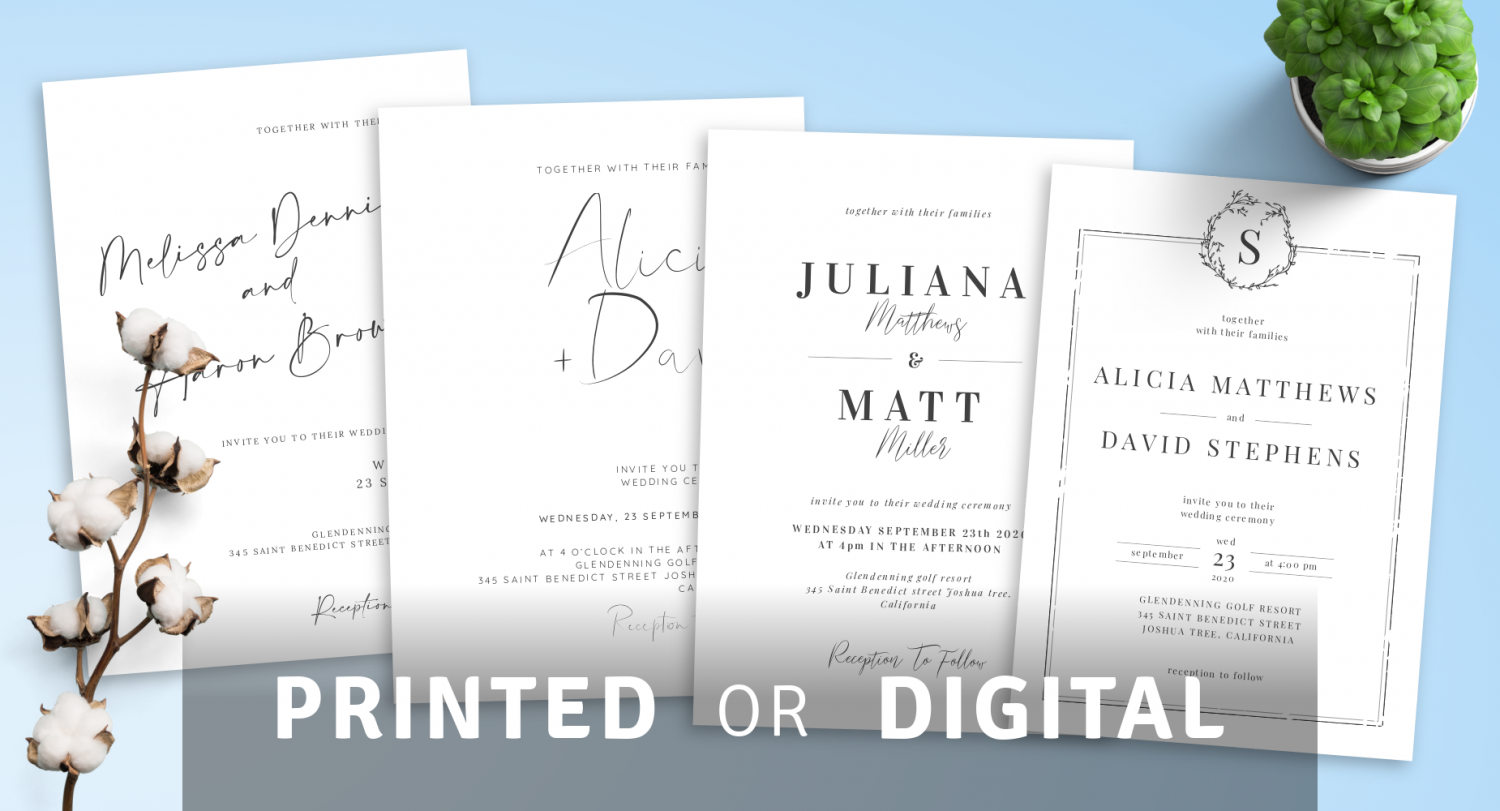Printed or Digital Formal Wedding Invitations