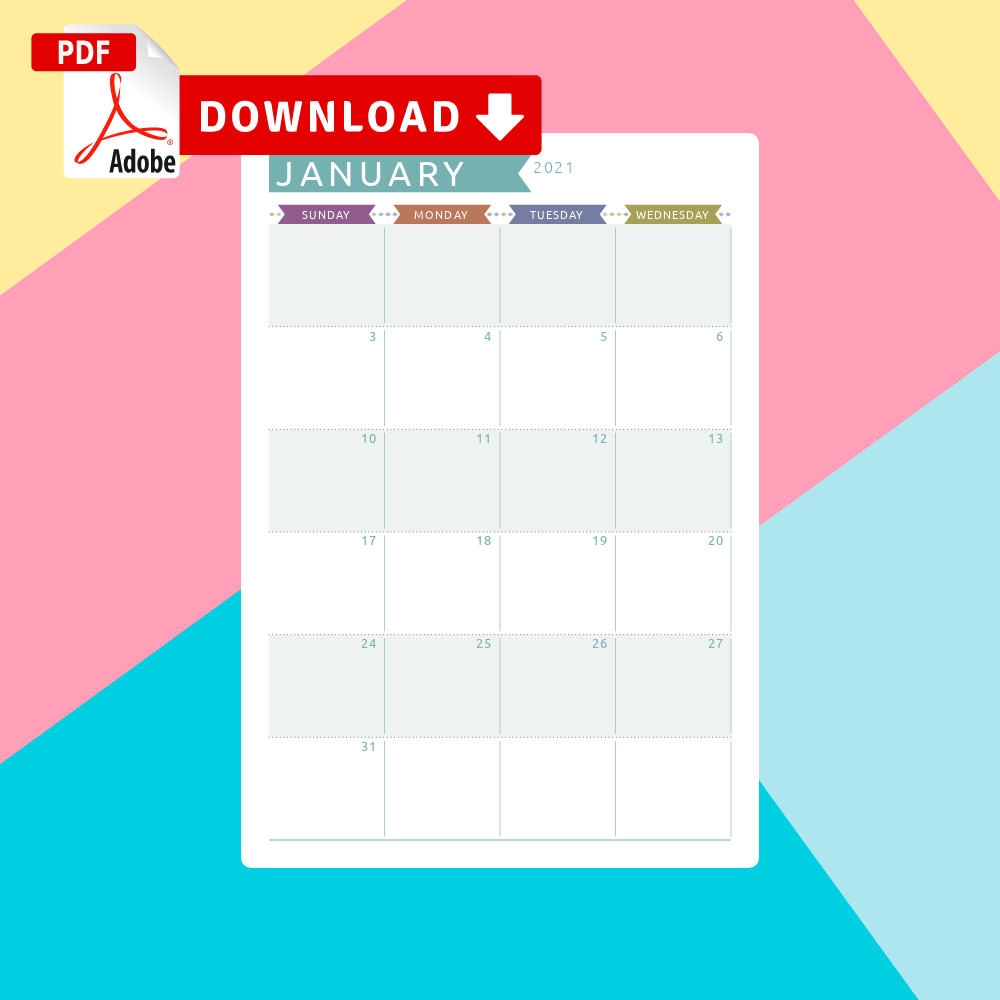 January 2021 Calendar - Download Printable Templates PDF