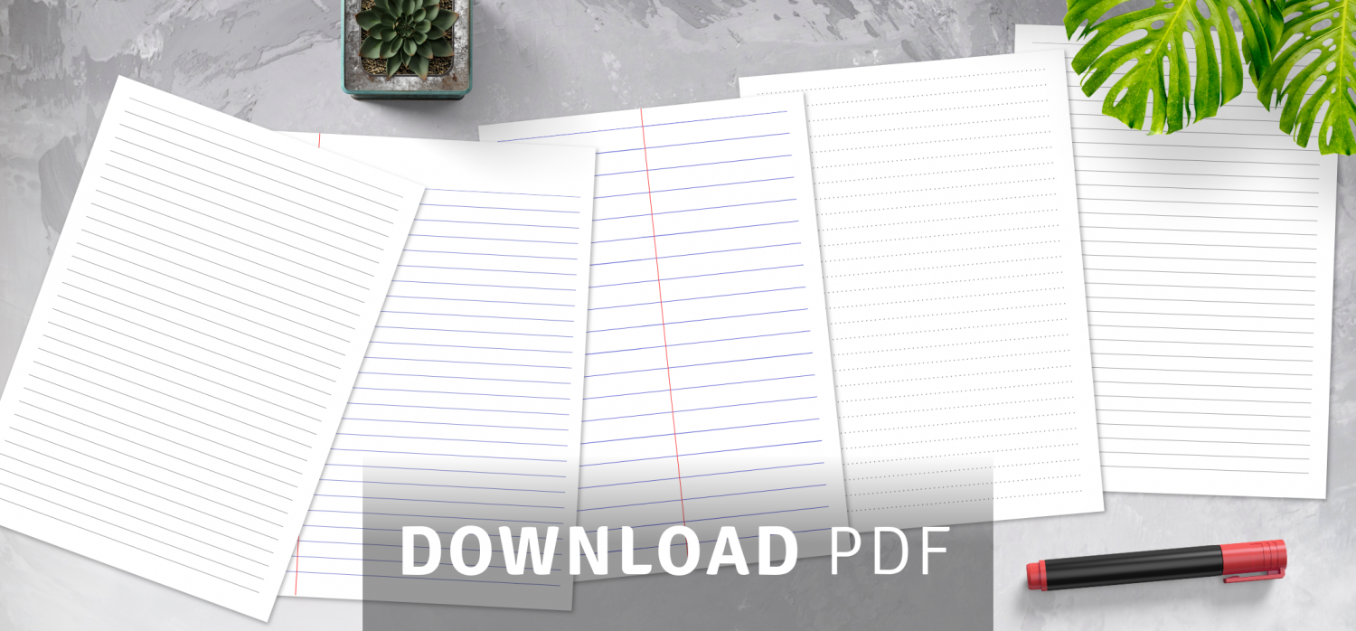 Printable Lined Paper PDF - Academy Worksheets