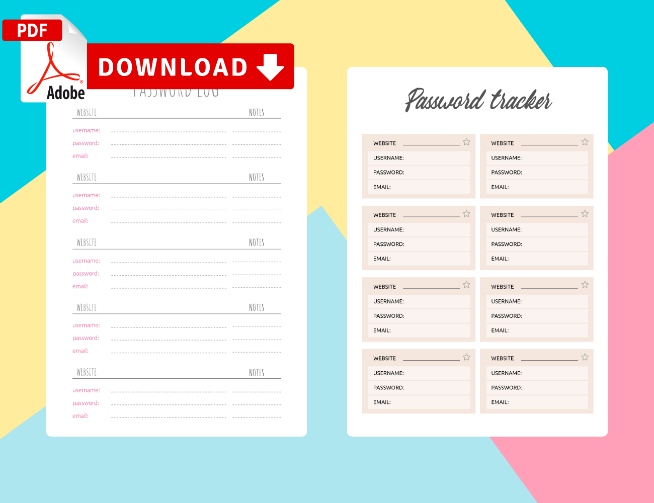 Password Log Templates PDF