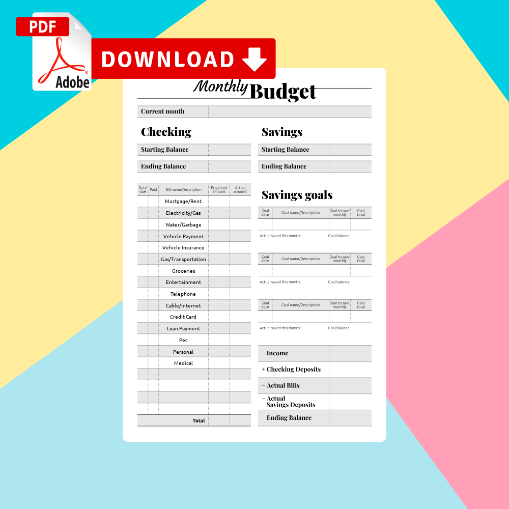 Download Blank Budget Sheet