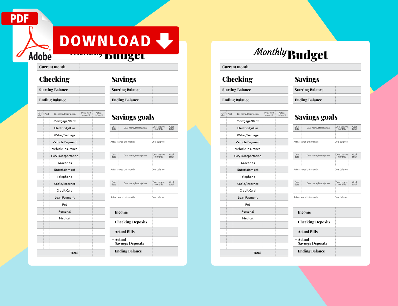 Printable Budget Sheets
