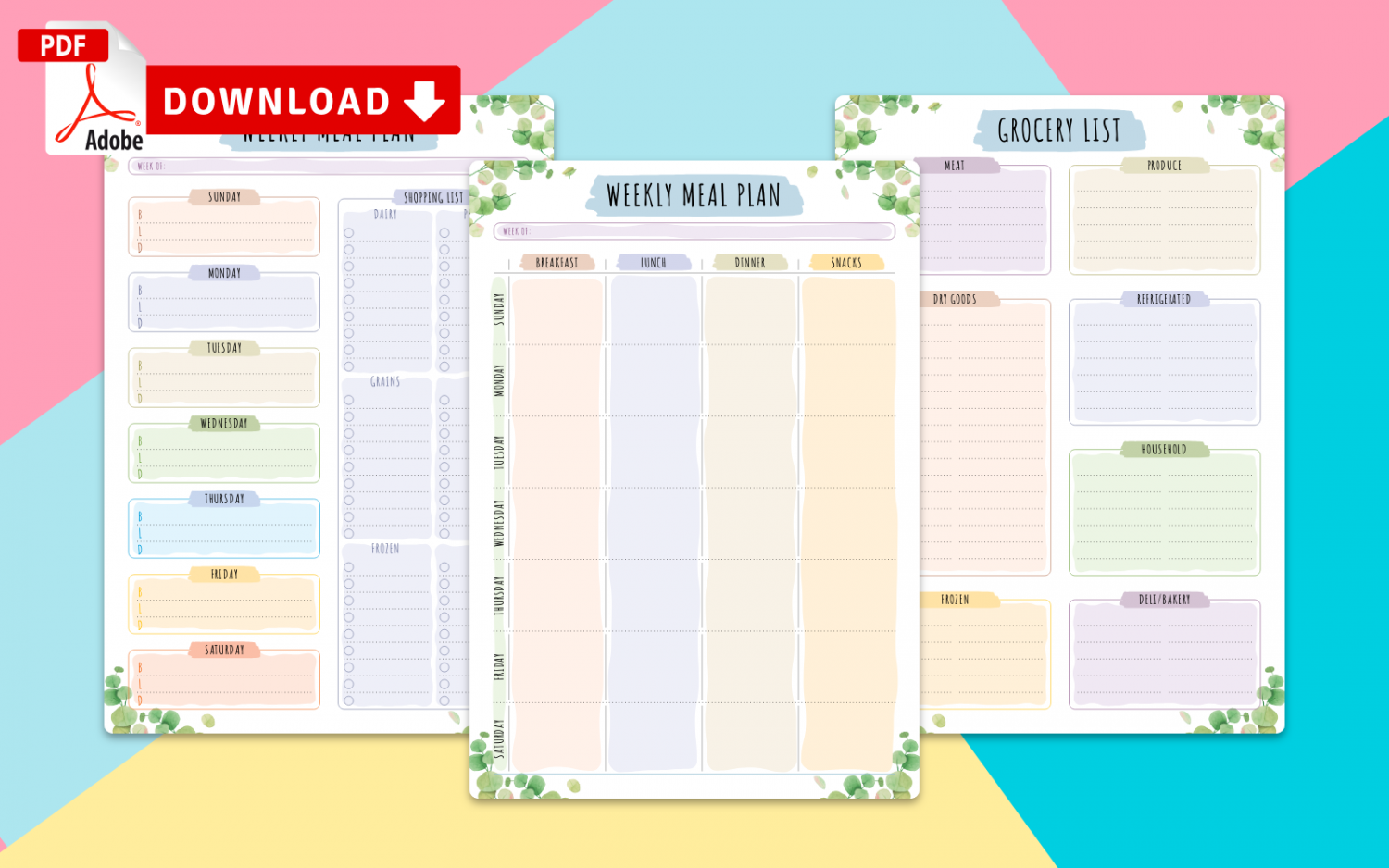 Printable Meal Planner Templates - Download PDF With Menu Planning Template Word