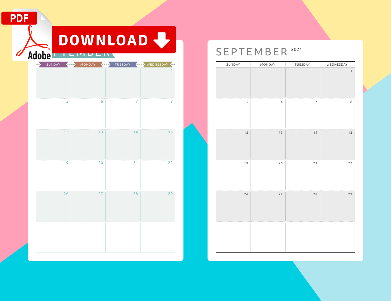 September 2022 PDF calendars