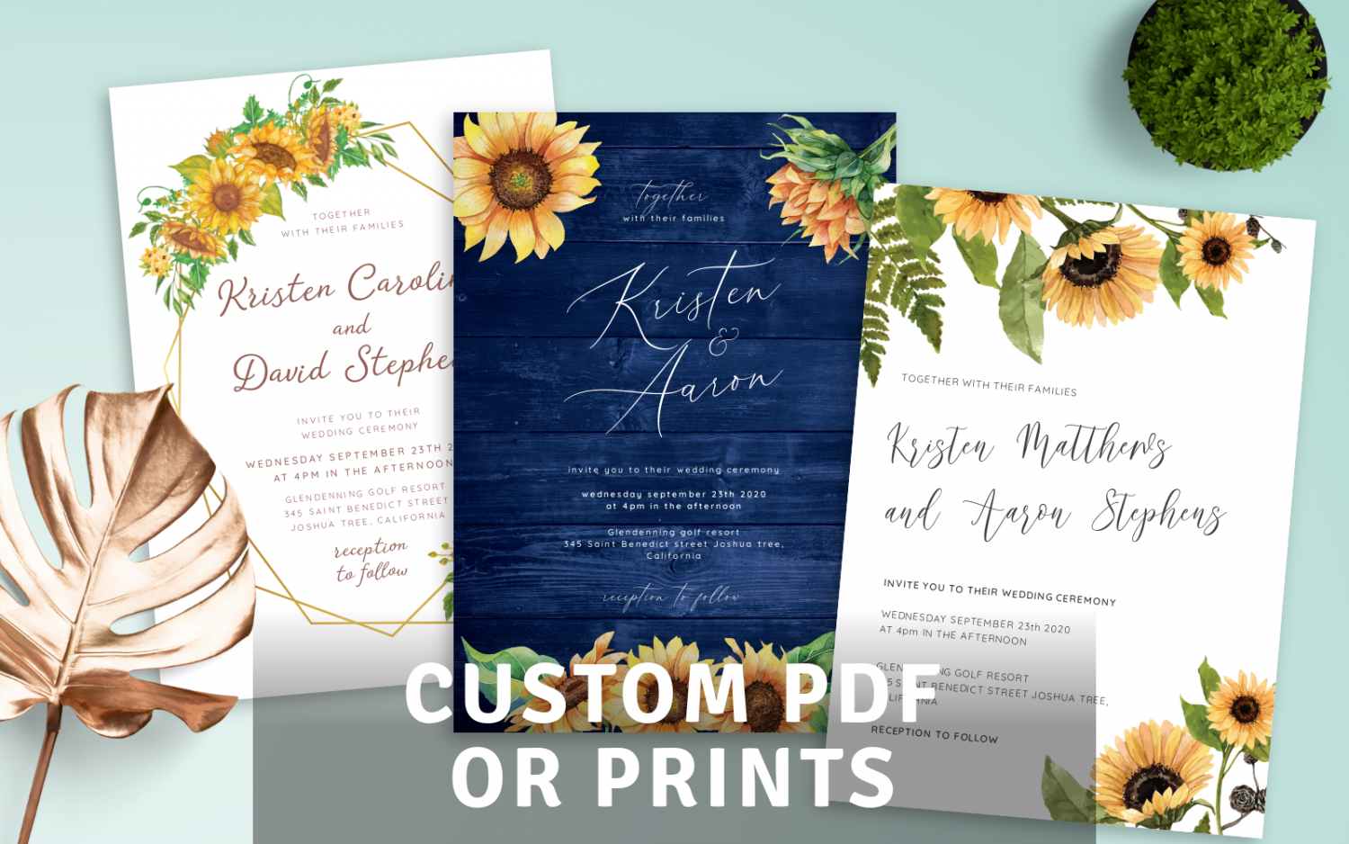 Custom Sunflower Wedding Invitations