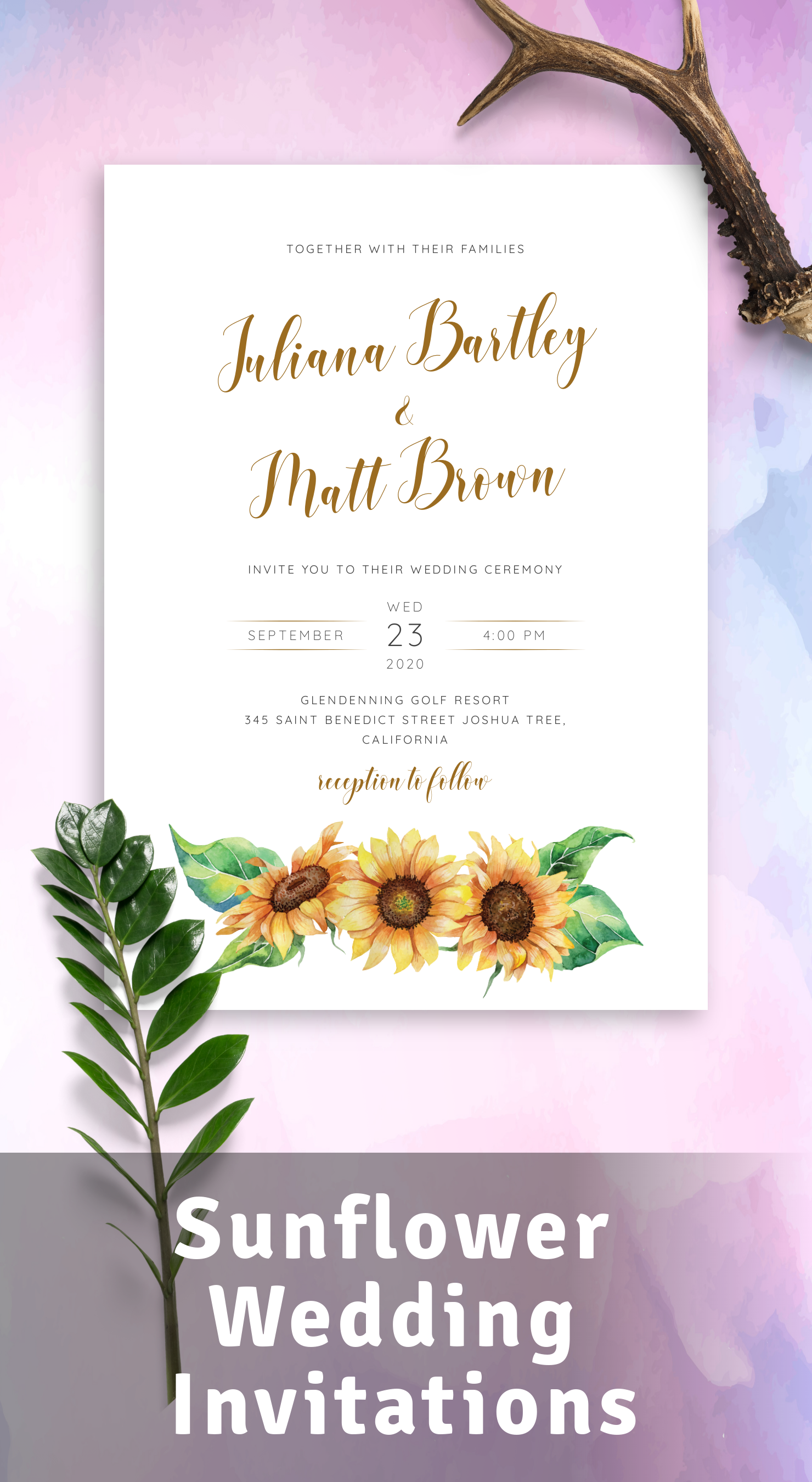 Cheap Sunflower Wedding Invitations