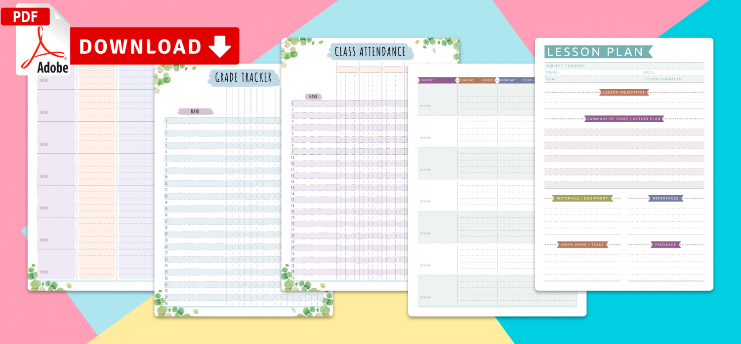 Teacher Planner Templates Download PDF