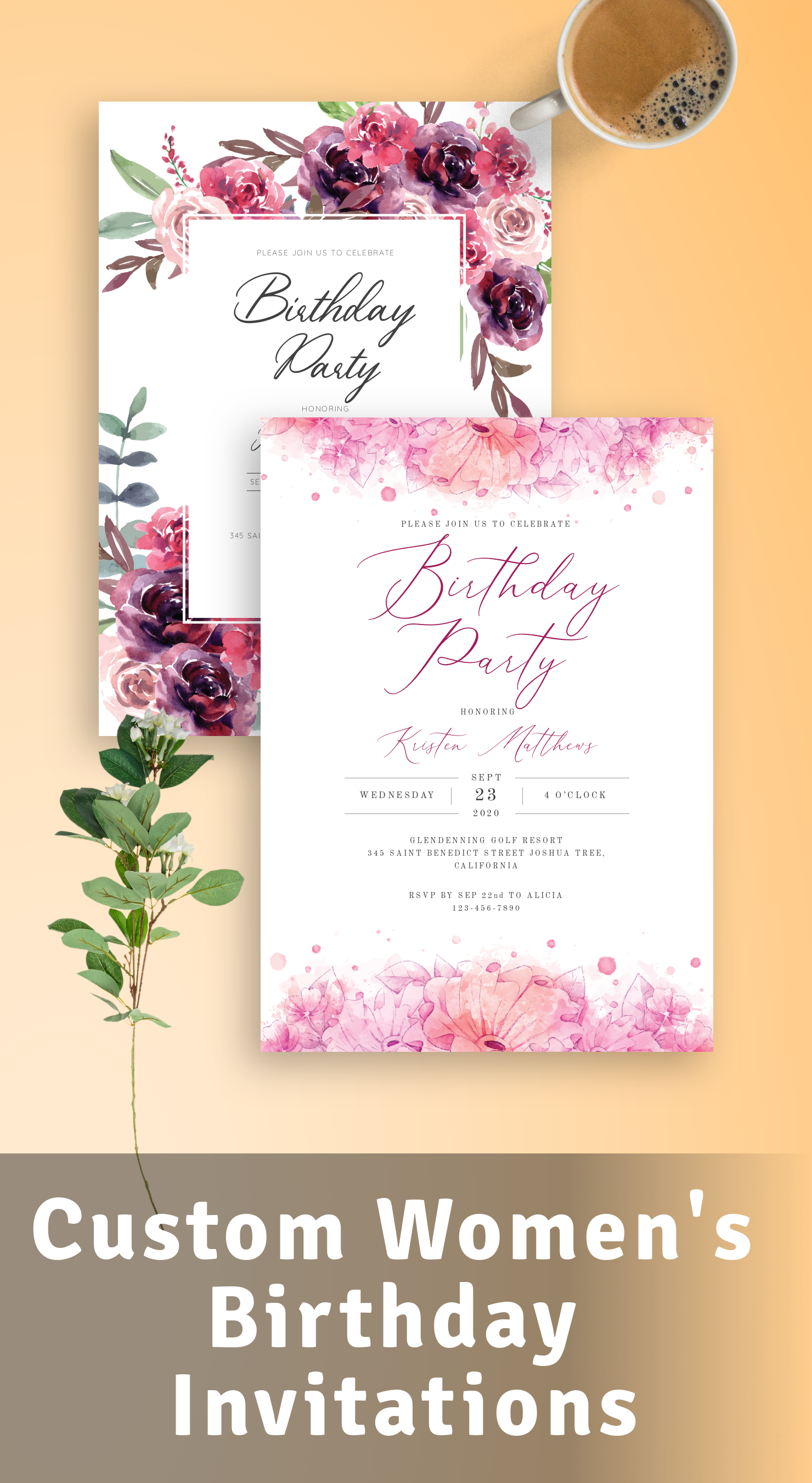 Custom Women's Birthday Invitations