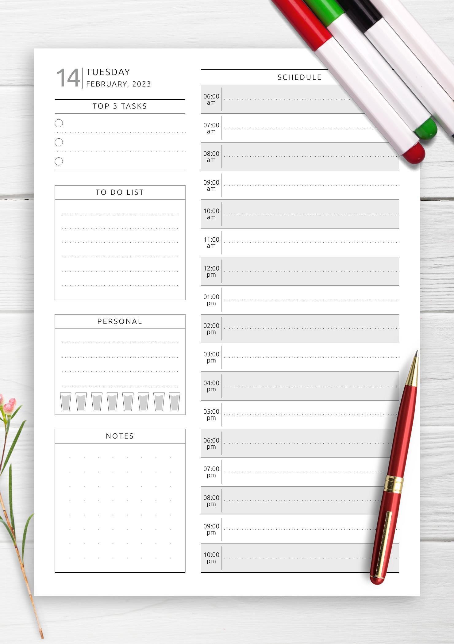 Elegant Printable Daily Planner template