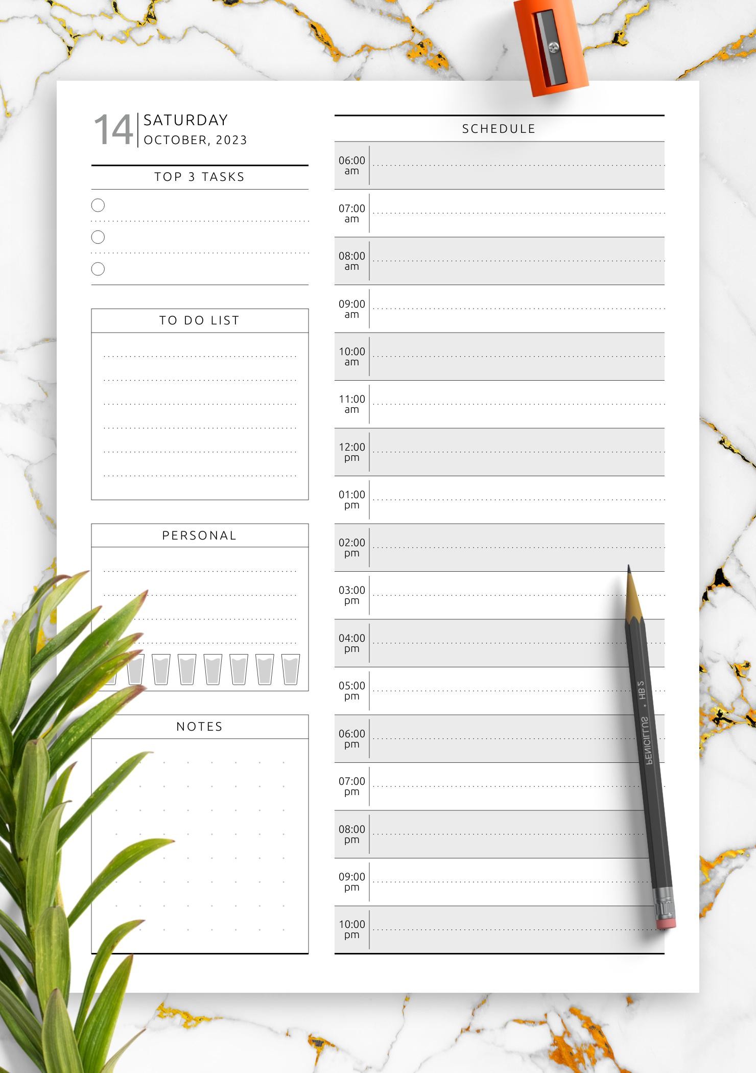 2023 Dated Daily Planner Printable in Letter, A5, A4