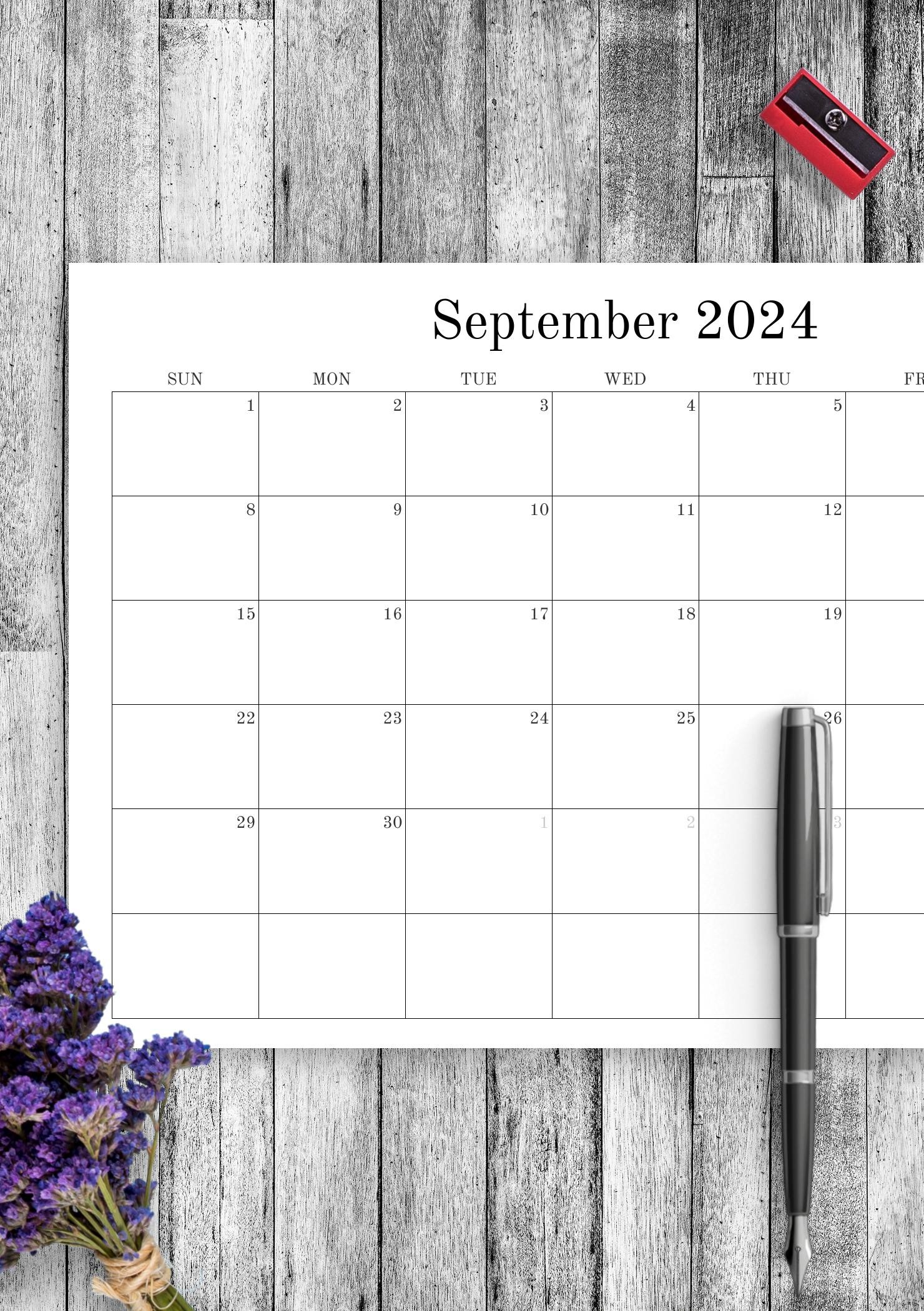 Download Printable Blank Monthly Calendar PDF