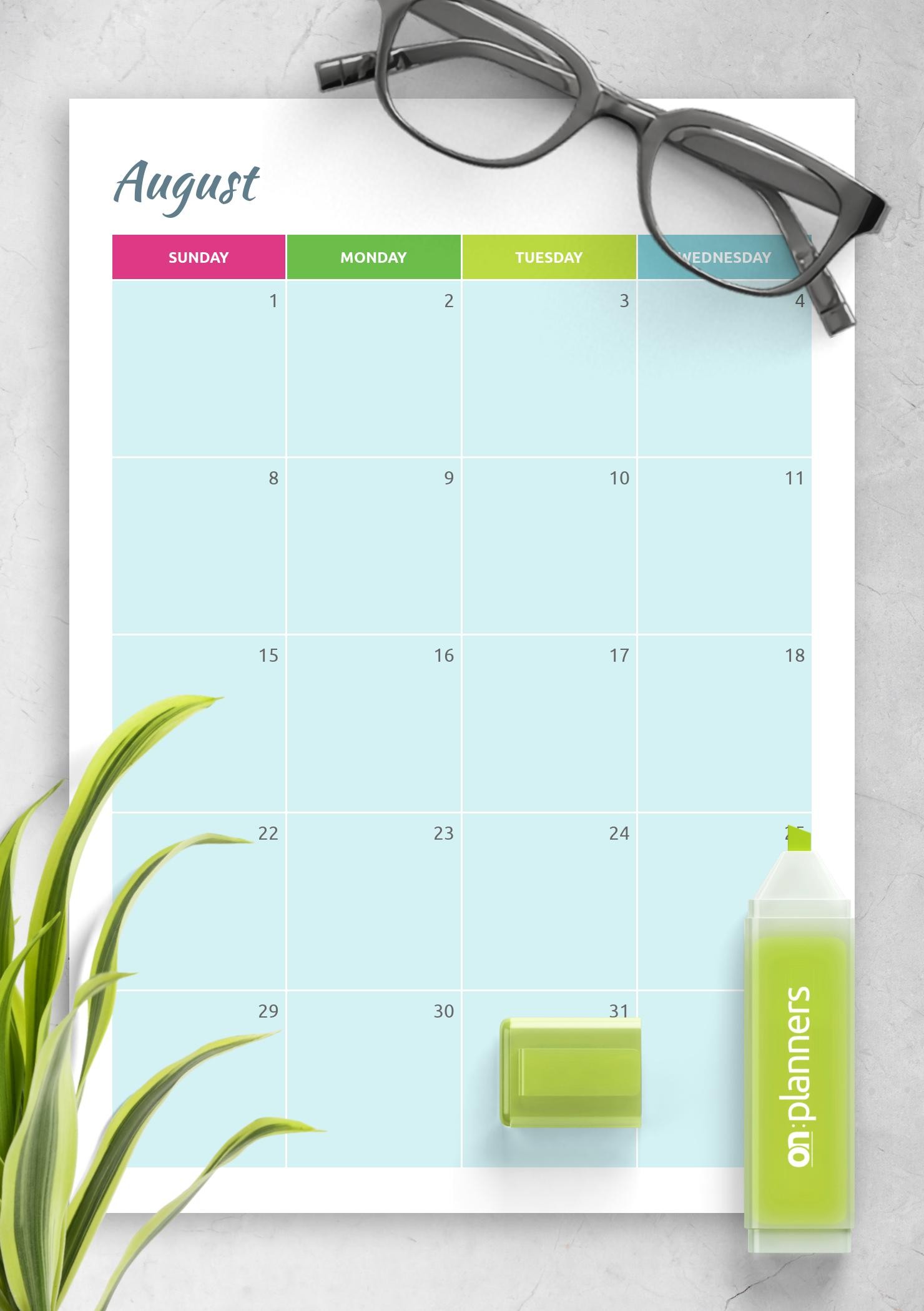Colorful Monthly Calendar Template Printable Calendar 2023