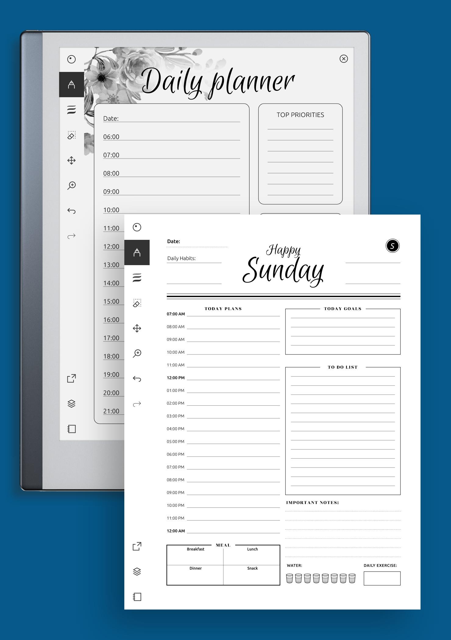 2024 2025 Daily Hourly Planner Templates Pack, Printable Daily
