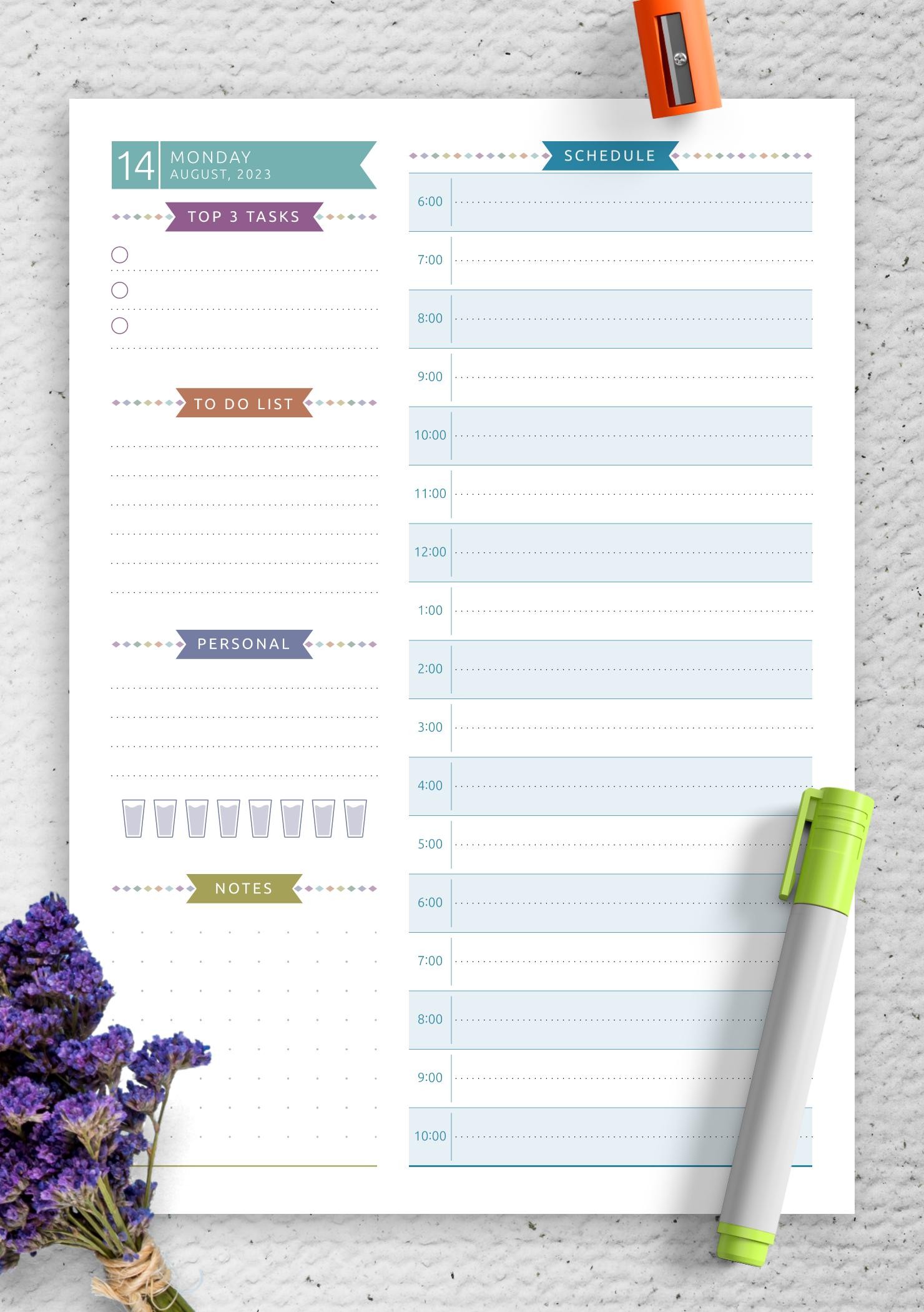 Download Printable Dated Daily Planner - Casual Style PDF