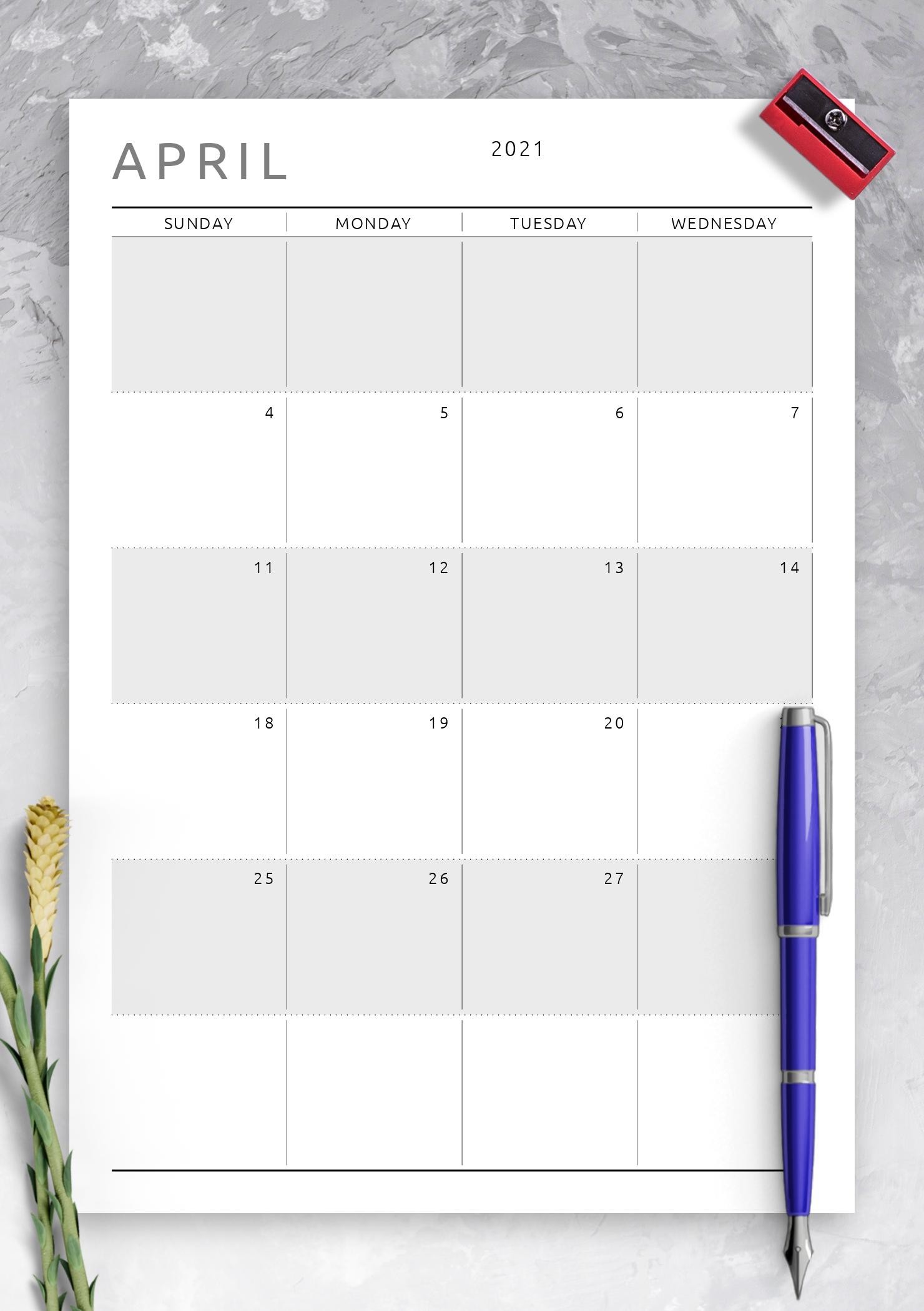 Download Printable Dated Monthly Calendar - Original Style PDF