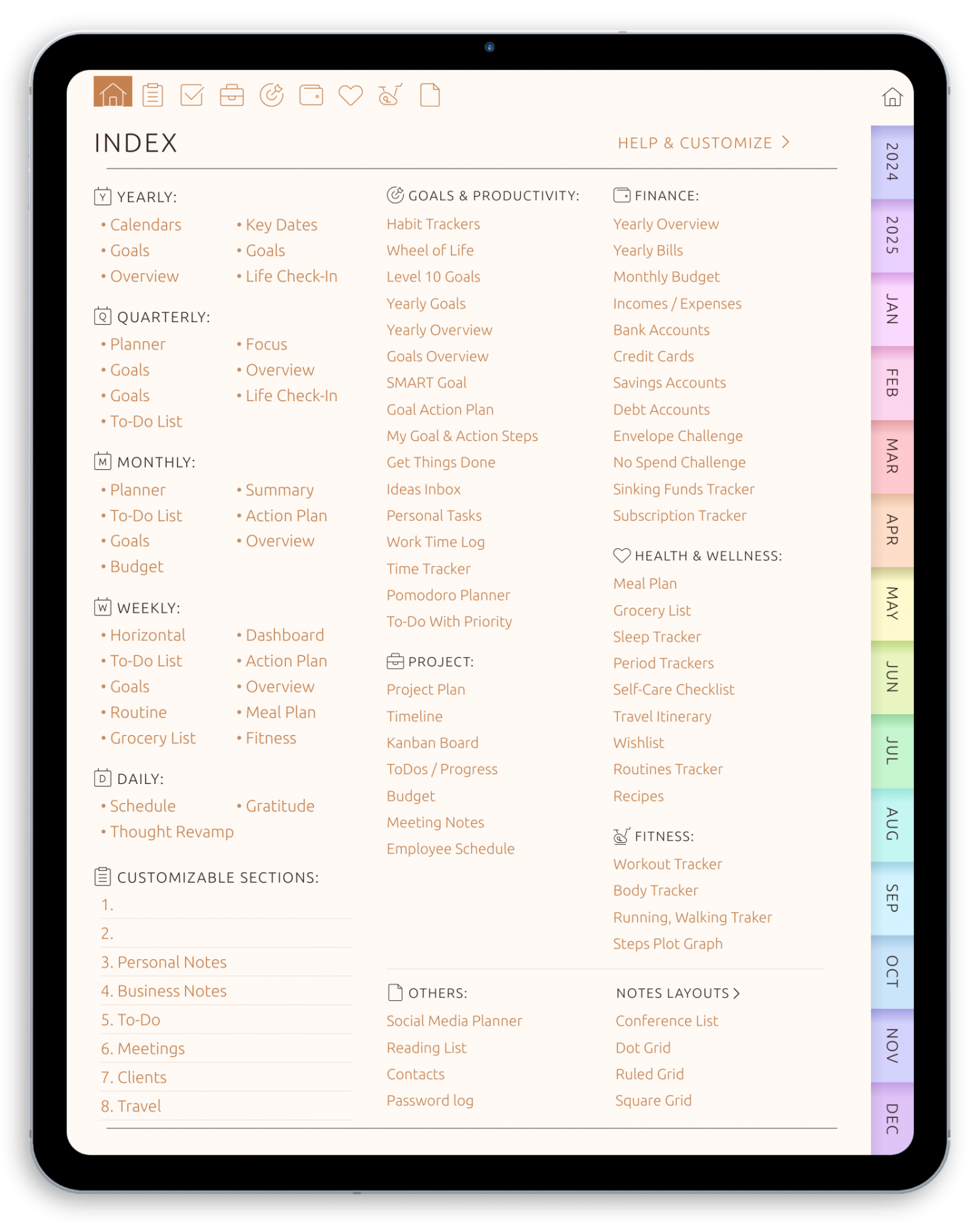 Digital Planner for Samsung Tablet - Portrait Pink Theme