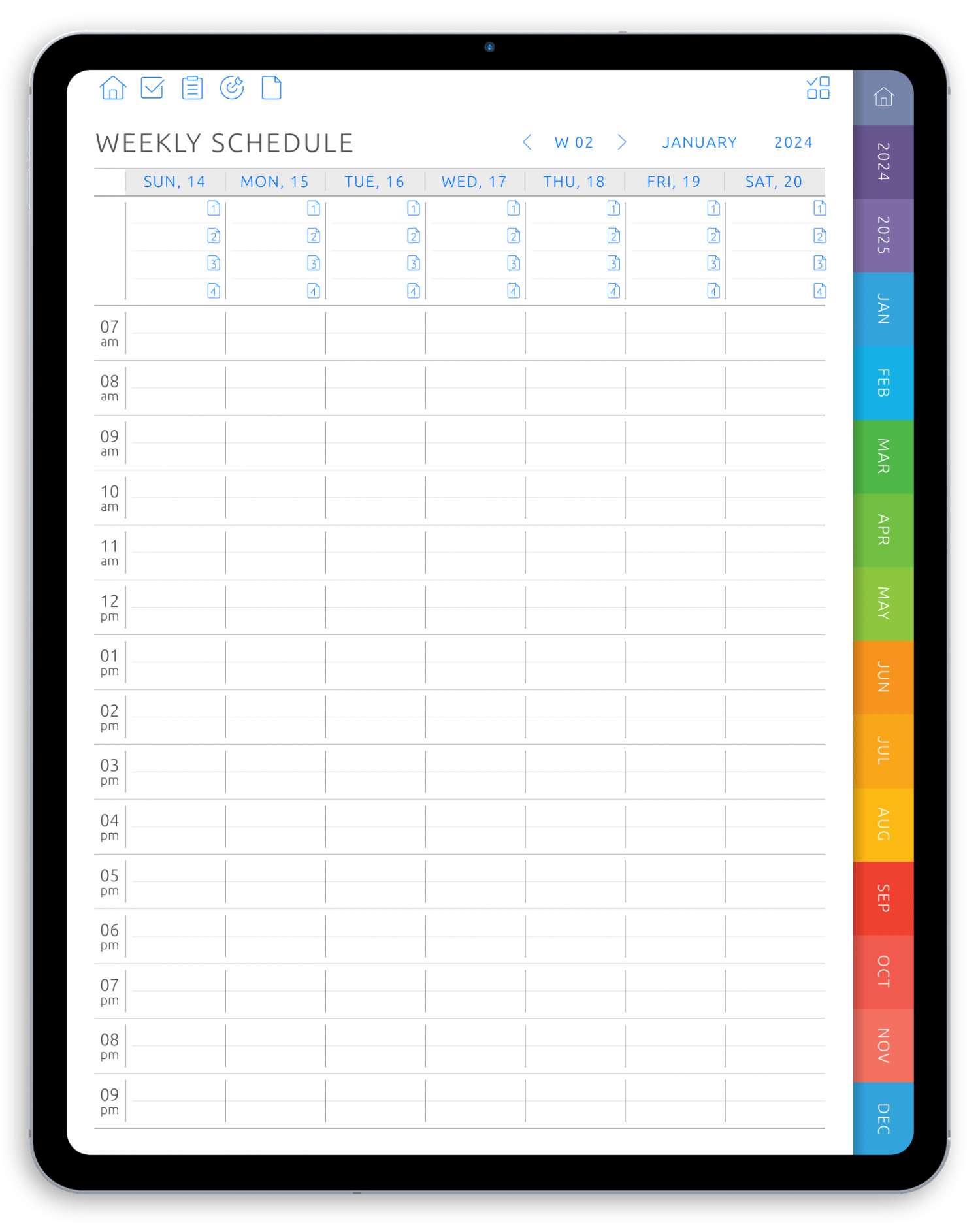 Digital Weekly Schedule Planner - Portrait Original Theme