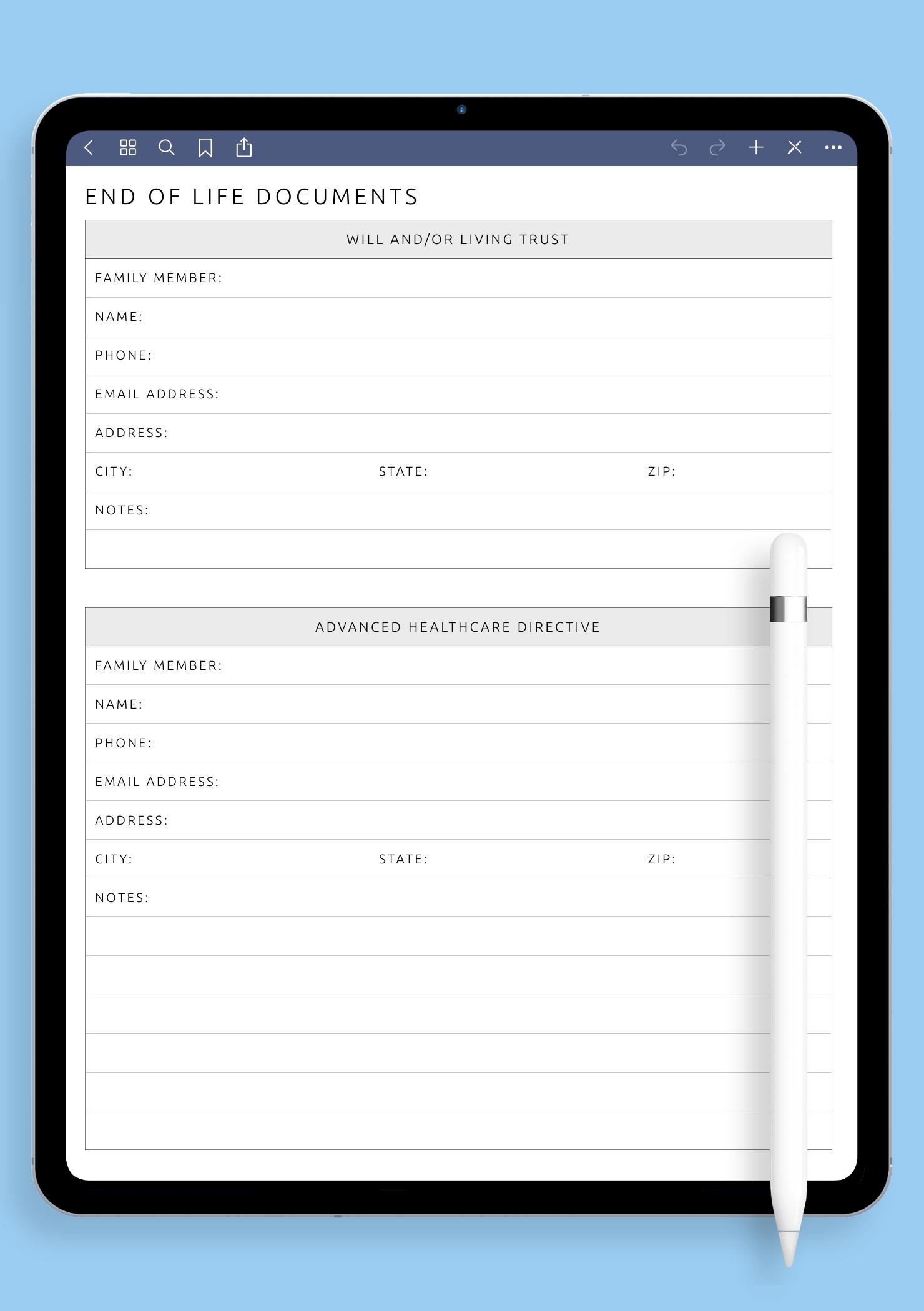 Download Printable End Of Life Documents PDF