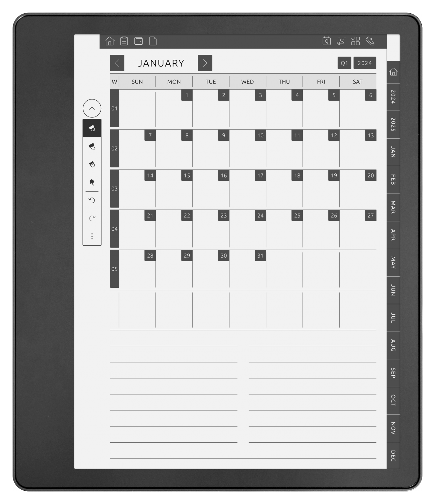 Kindle Scribe Monthly Calendar (5 years) yy - yy+5 - Portrait Original Theme