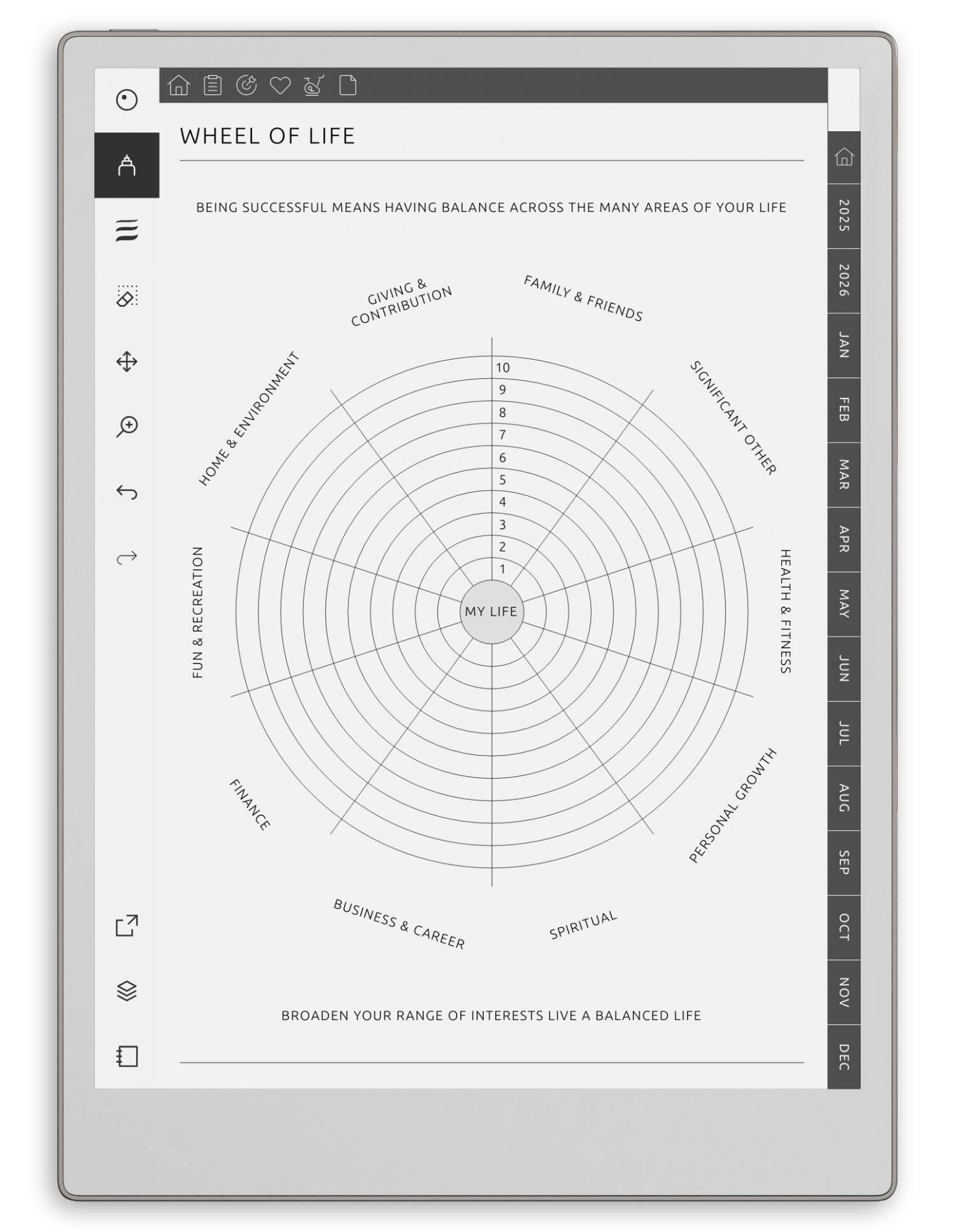 Kindle Scribe Self-Care Planner - Portrait Elegant-Color Theme