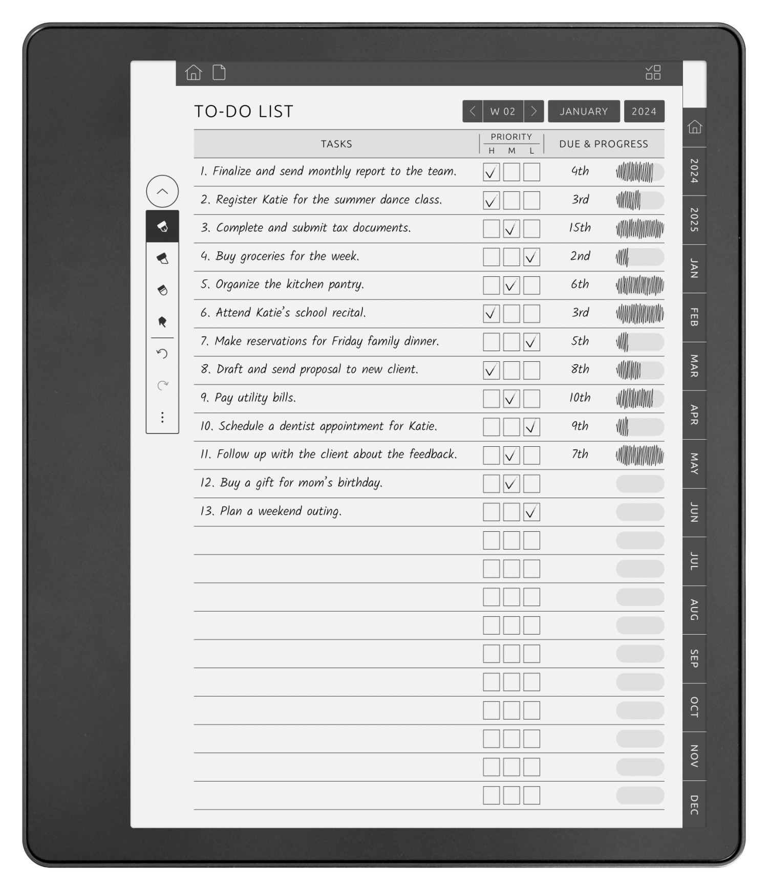 Kindle Scribe Weekly To-Do - Portrait Original Theme