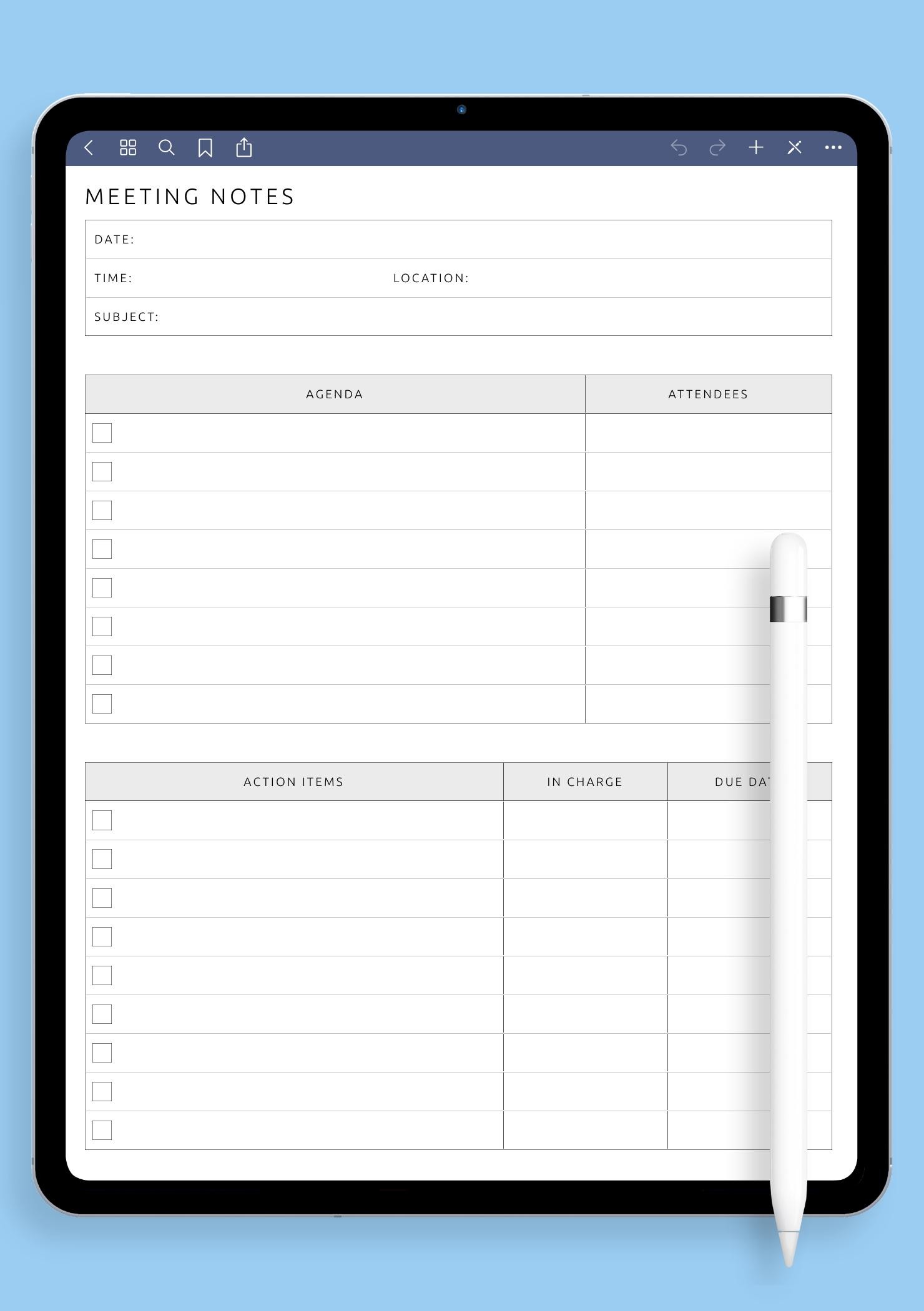 Download Printable Meeting Notes Template PDF