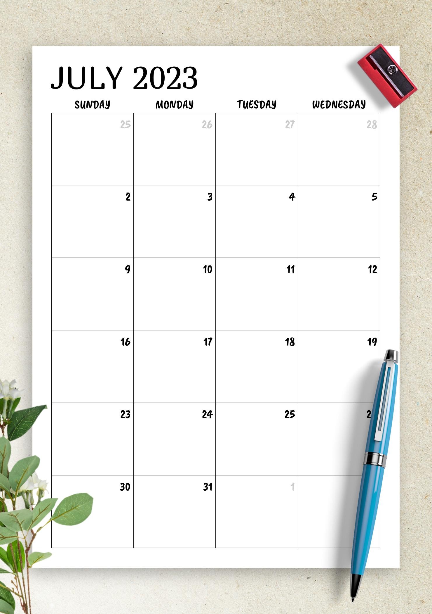 Download Printable Minimal monthly calendar PDF