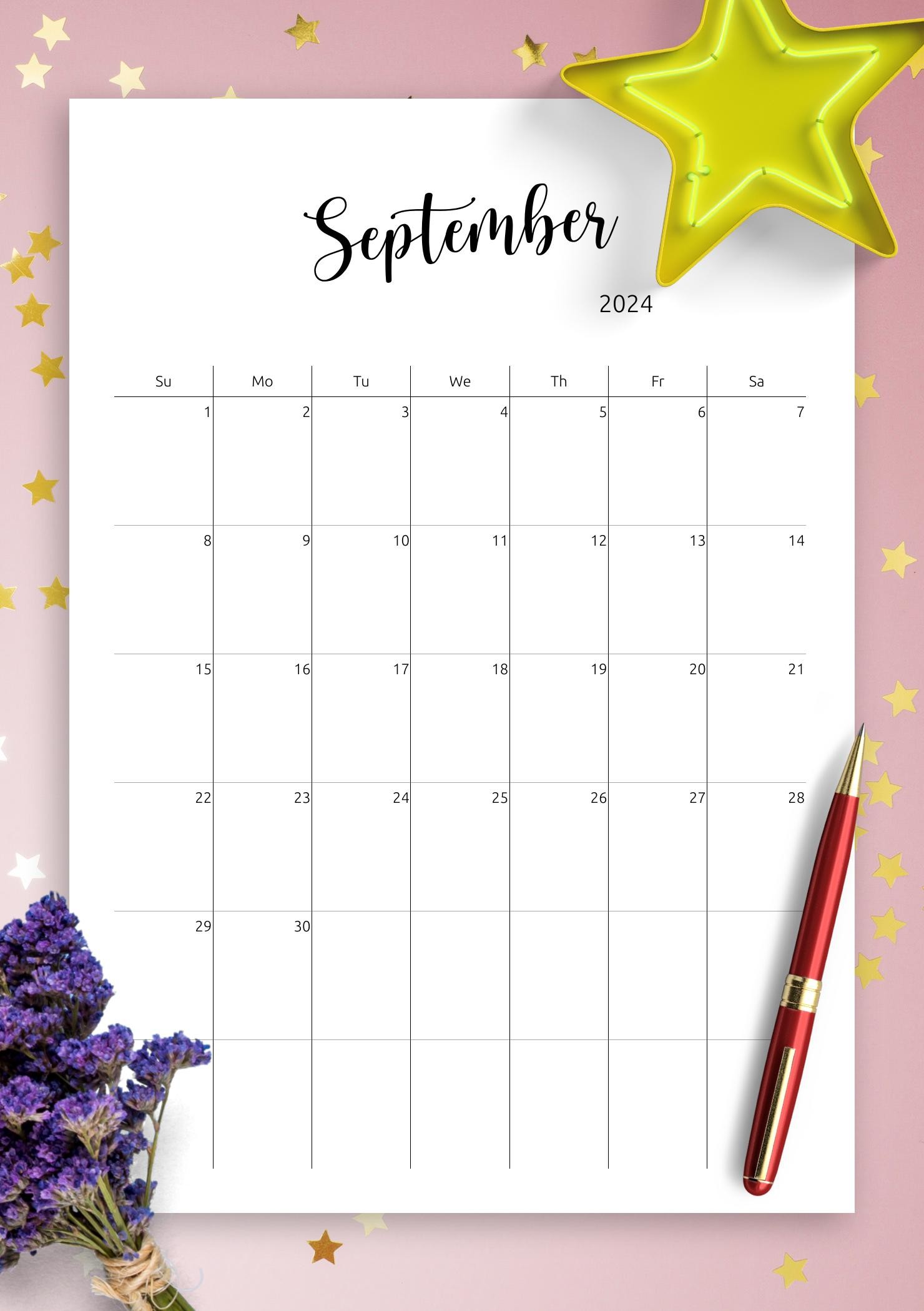 Download Printable Minimalist Monthly Calendar Template PDF