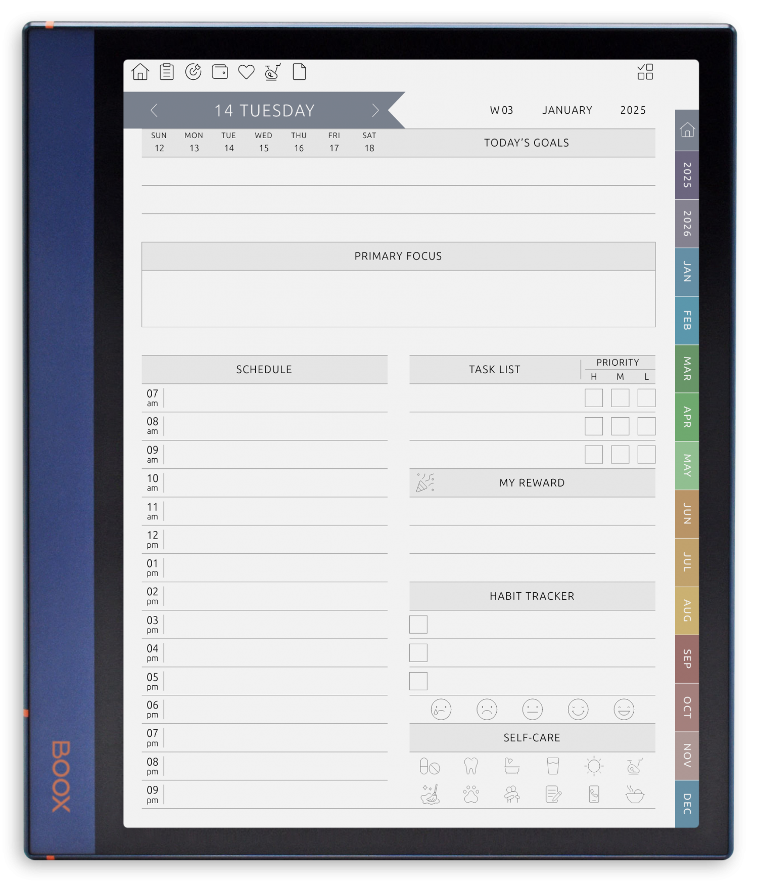 ONYX BOOX - ADHD Planner - Portrait Elegant-Color Theme