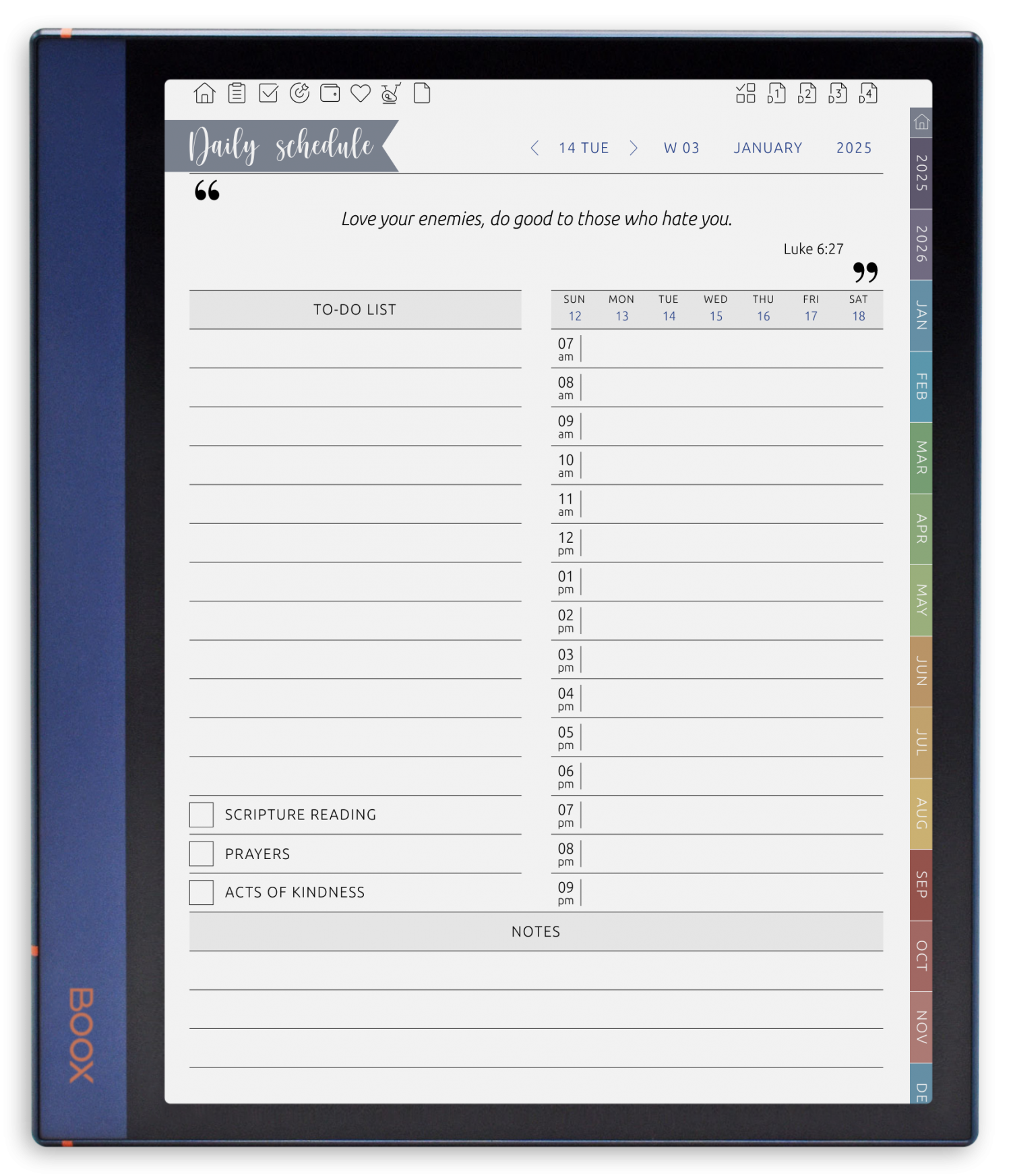 Onyx Boox - Christian Planner - Portrait Elegant-Color Theme