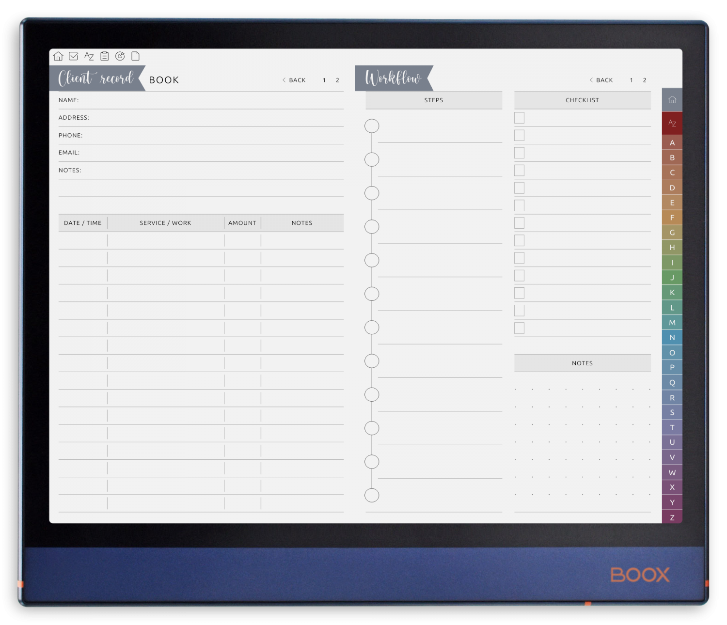 ONYX BOOX - Client Record Book - Landscape Elegant-Color Theme