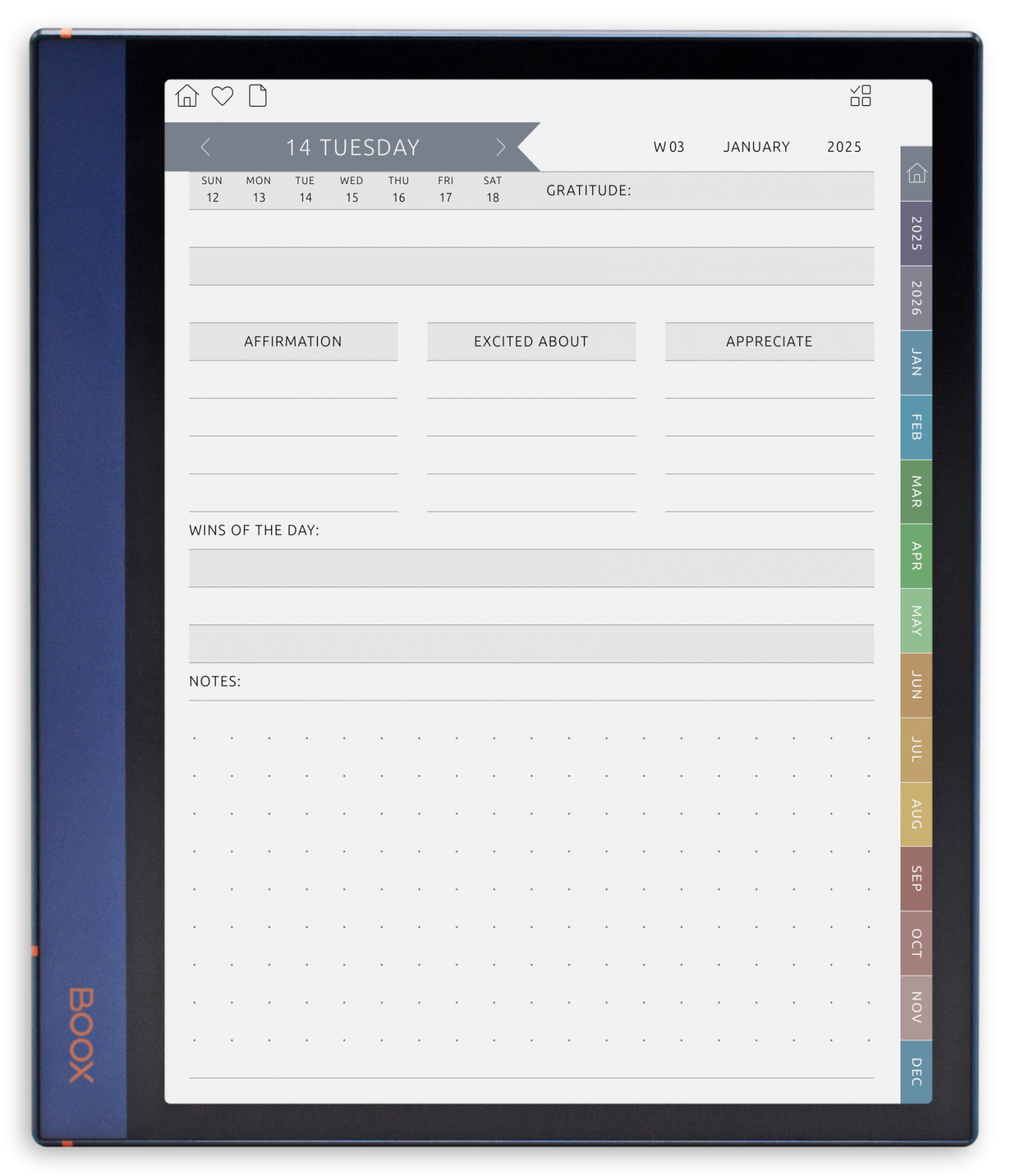 ONYX BOOX - Daily Gratitude Planner - Portrait Elegant-Color Theme