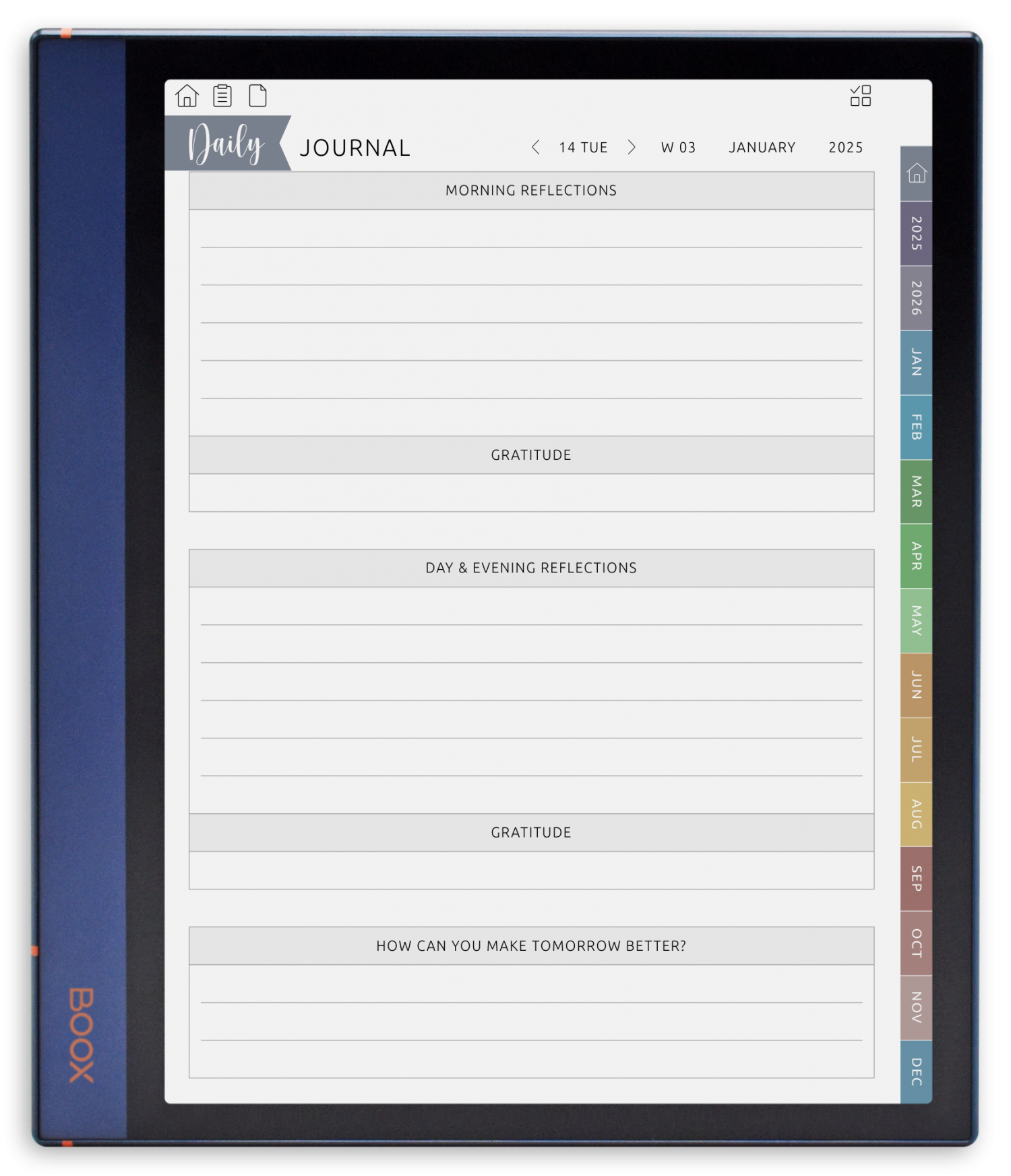 ONYX BOOX - Daily Journal - Portrait Elegant-Color Theme