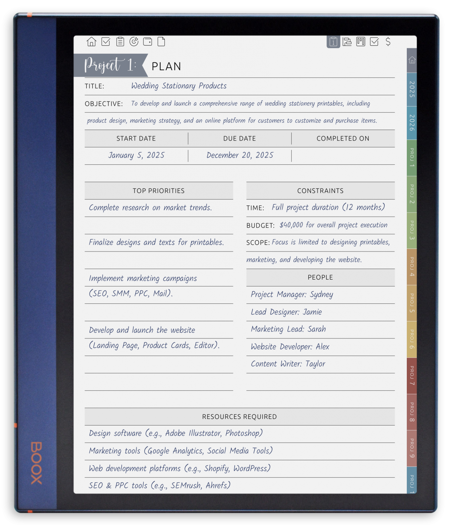 ONYX BOOX - Goal Planner - Portrait Elegant-Color Theme