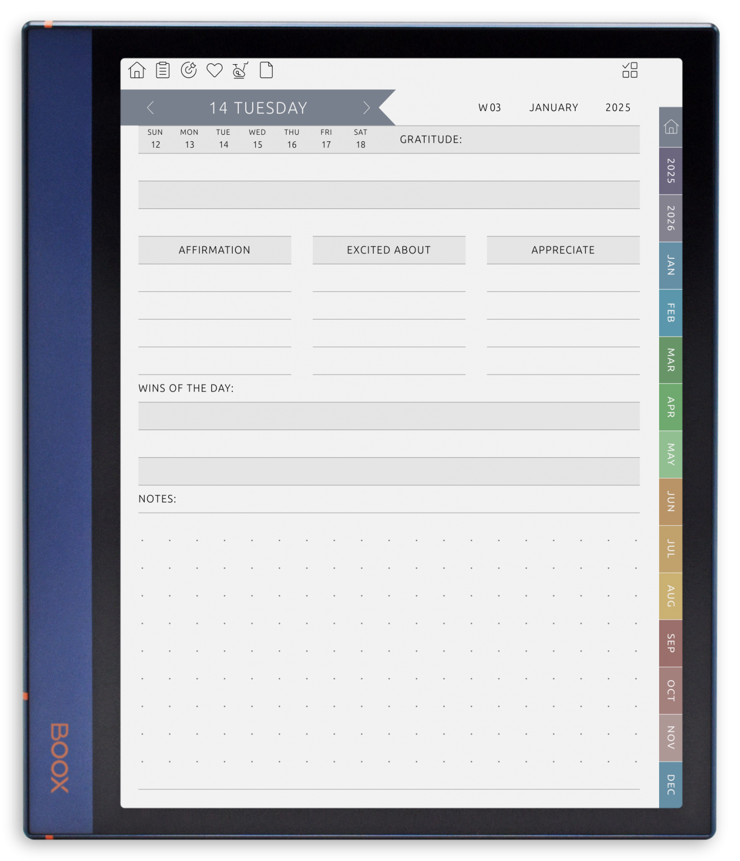ONYX BOOX - Gratitude Planner - Portrait Elegant-Color Theme