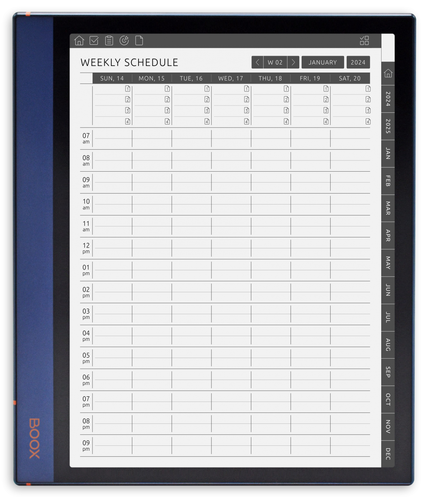 ONYX BOOX - Weekly Schedule Planner - Portrait Original Theme