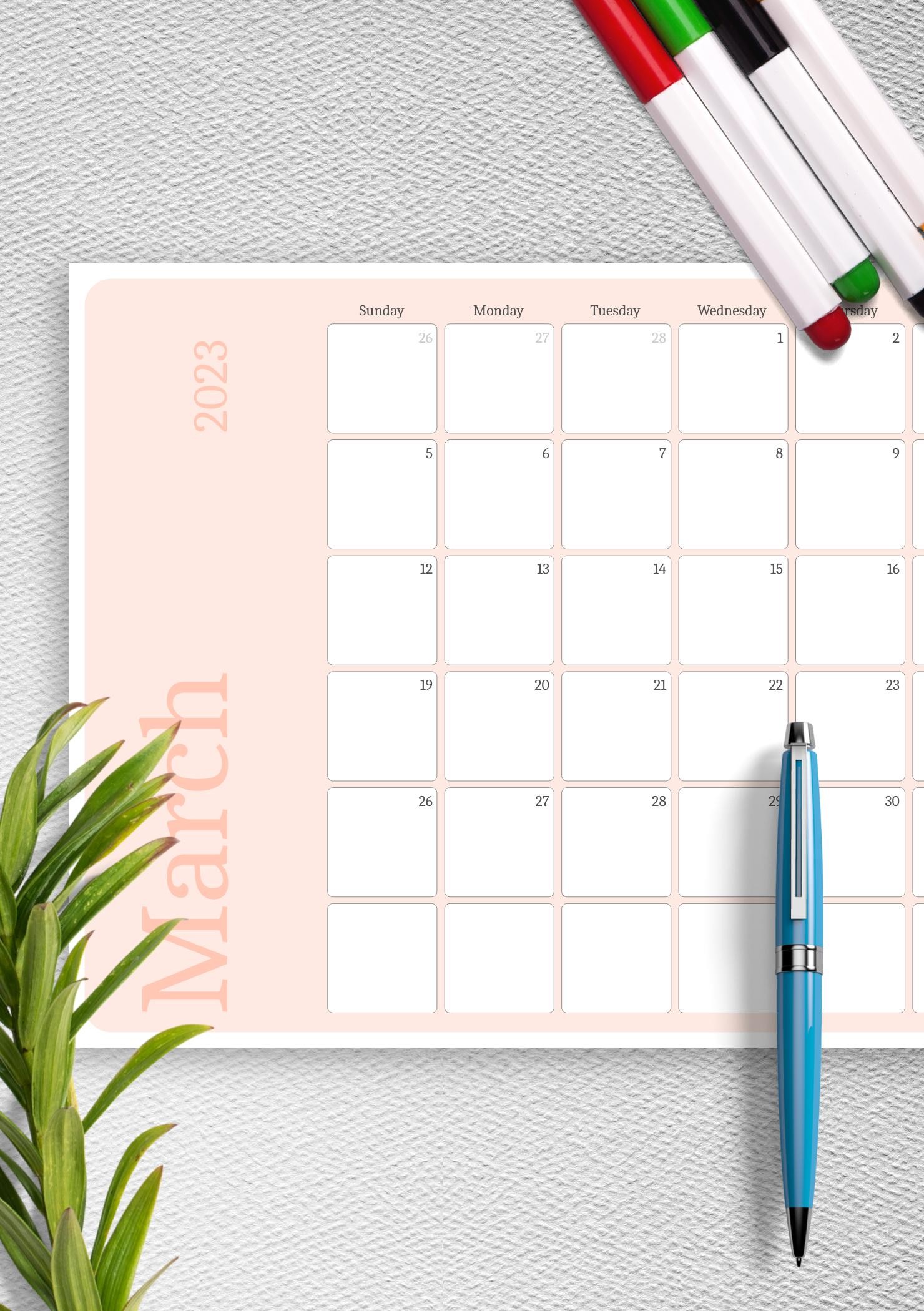 Download Printable Pink Monthly Calendar PDF