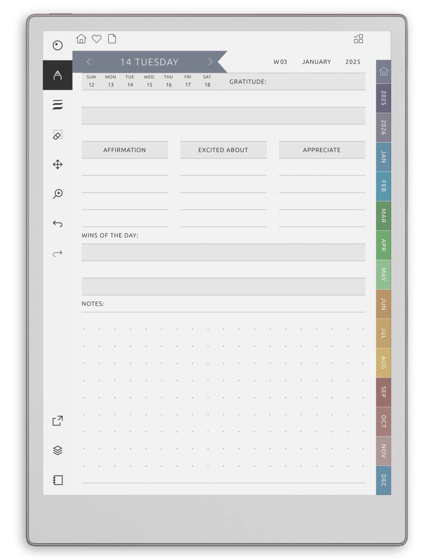reMarkable Daily Gratitude Planner - Portrait Elegant-Color Theme