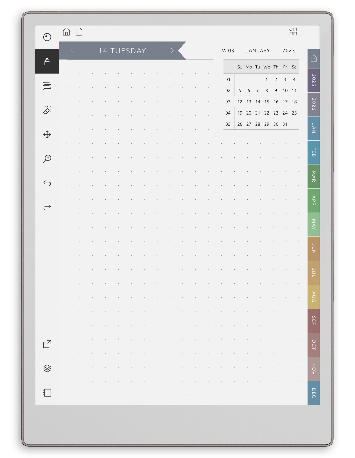 reMarkable Daily Notes - Dot Grid Journal - Portrait Elegant-Color Theme
