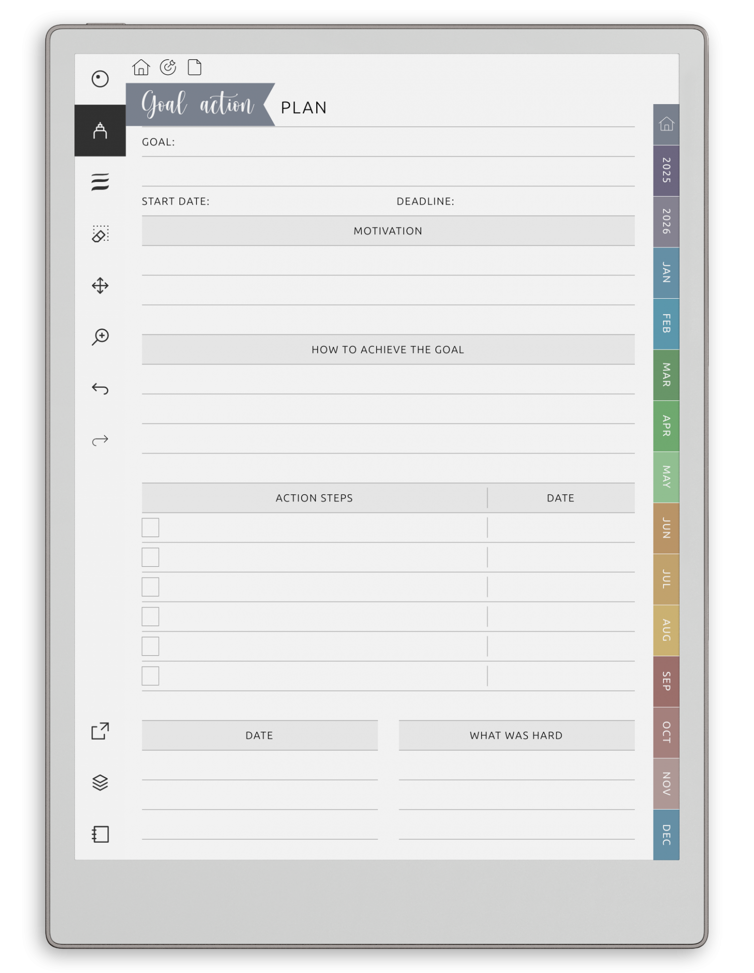 reMarkable Goal Planner - Portrait Elegant-Color Theme