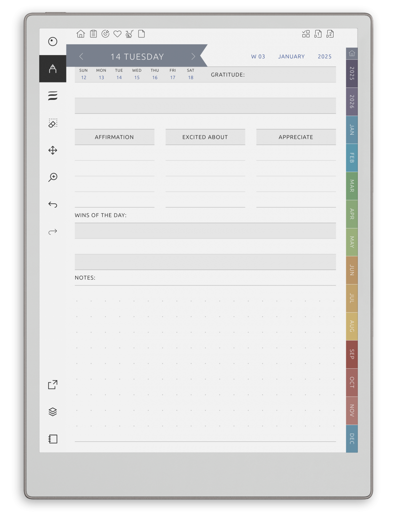 reMarkable Gratitude Planner - Portrait Elegant-Color Theme