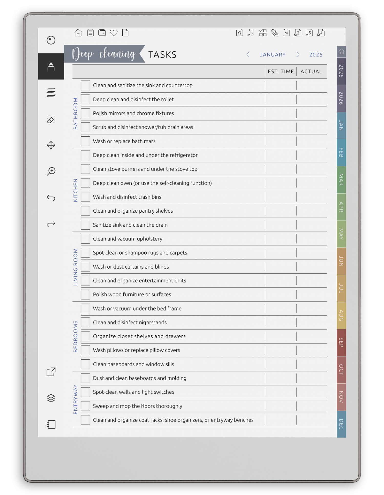reMarkable Household &amp; Cleaning Planner - Portrait Elegant-Color Theme