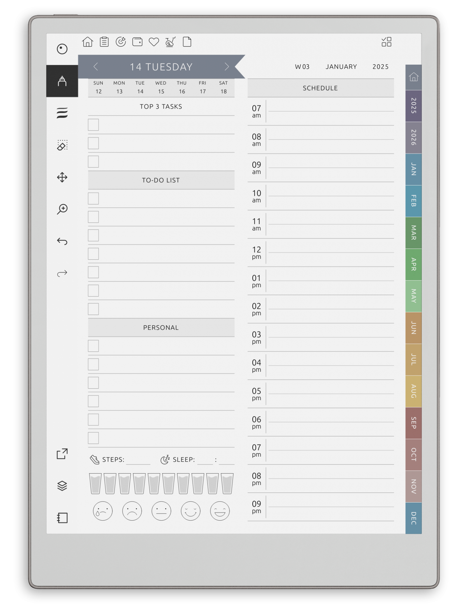 reMarkable Life Planner - Portrait Elegant-Color Theme