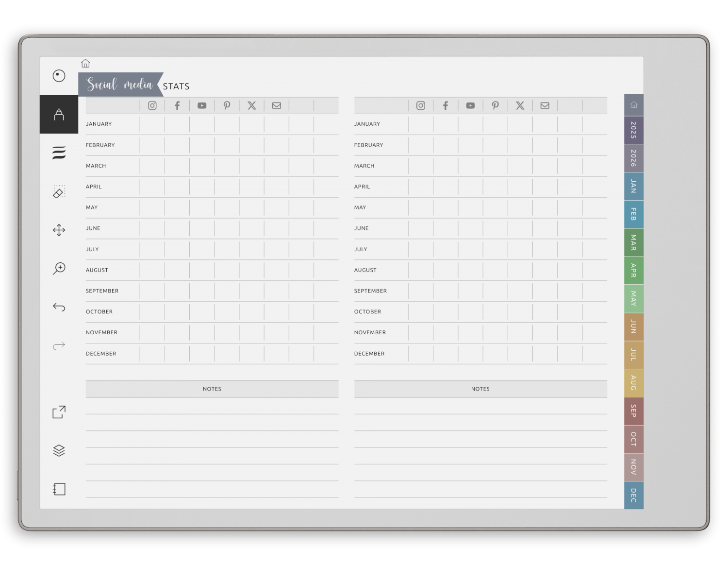 reMarkable Social Media Planner - Landscape Elegant-Color Theme